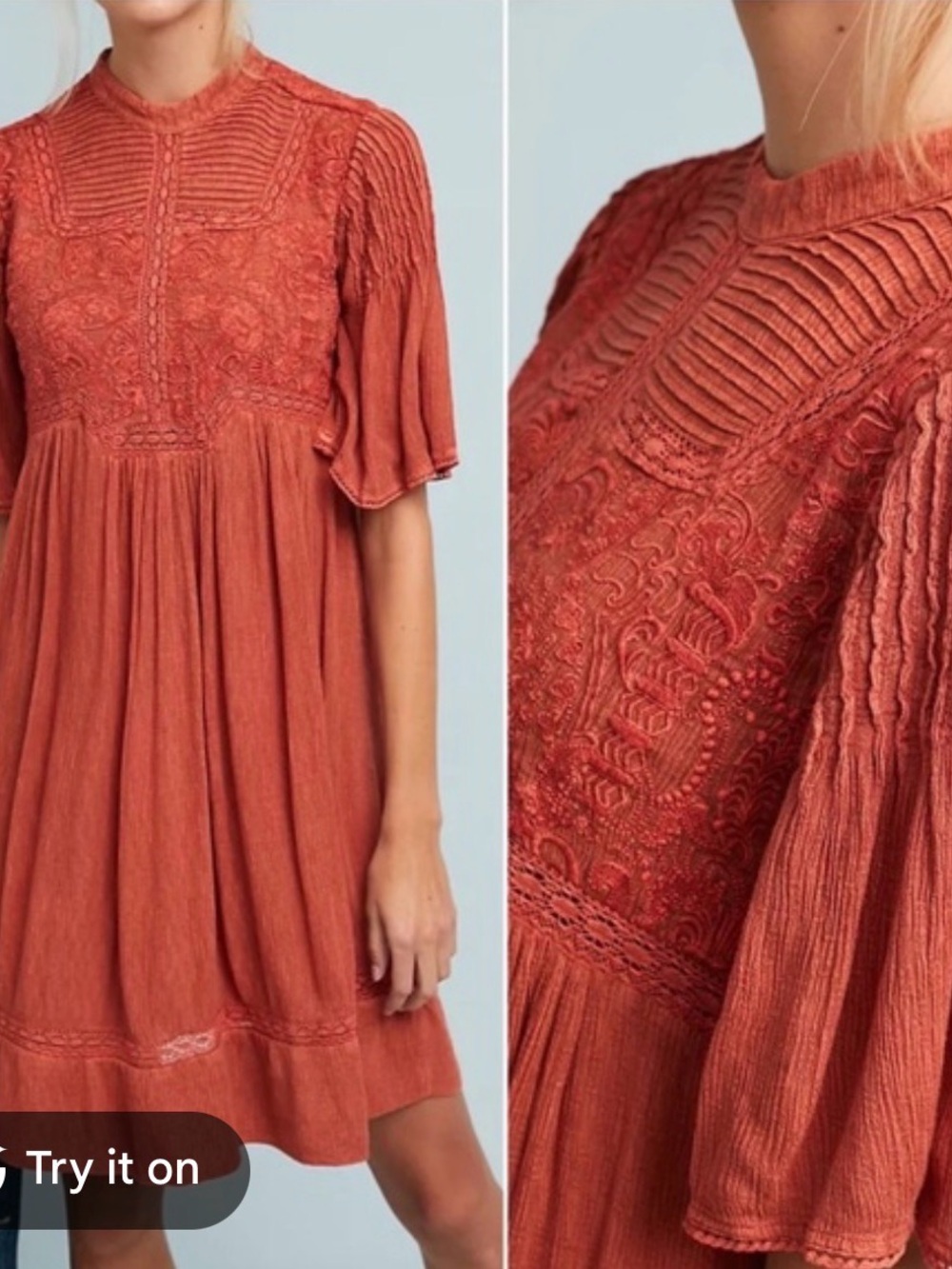 Anthropologie Meadow Rue Rust Tunic Dress